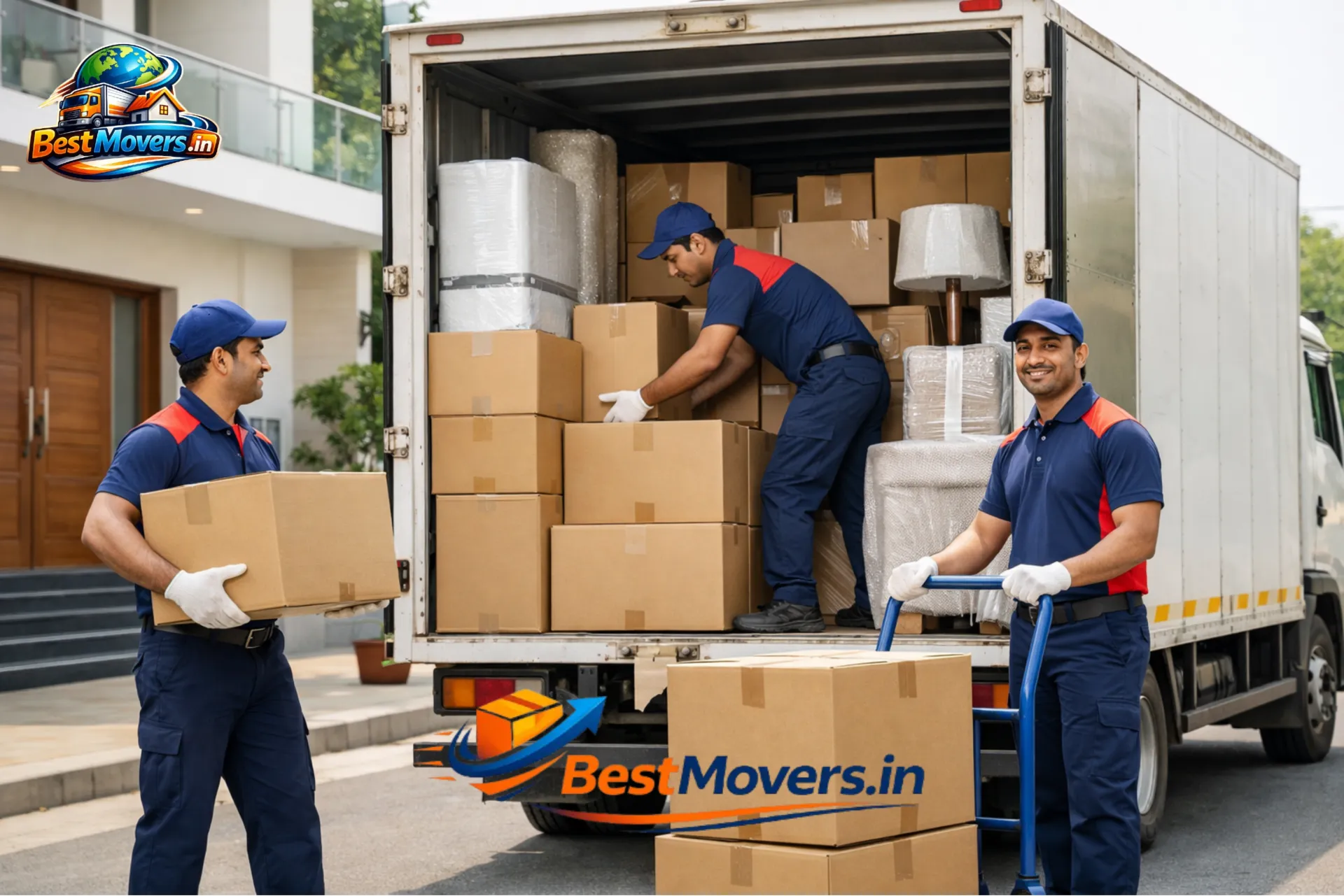 Trusted Packers and Movers Patna Unloading and Moving Service Reliable Packers and Movers Patna unloading furniture and boxes during house shifting service in Patna